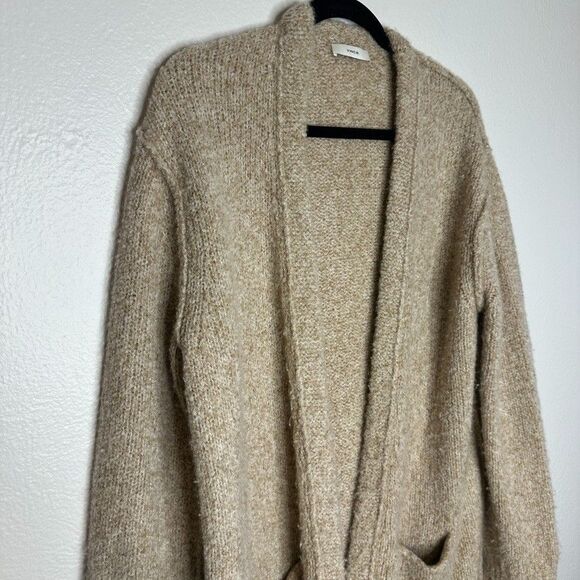 Vince Womens Cardigan Open Front Sweater Beige Chunky Knit Material Unknown M - Picture 4 of 7